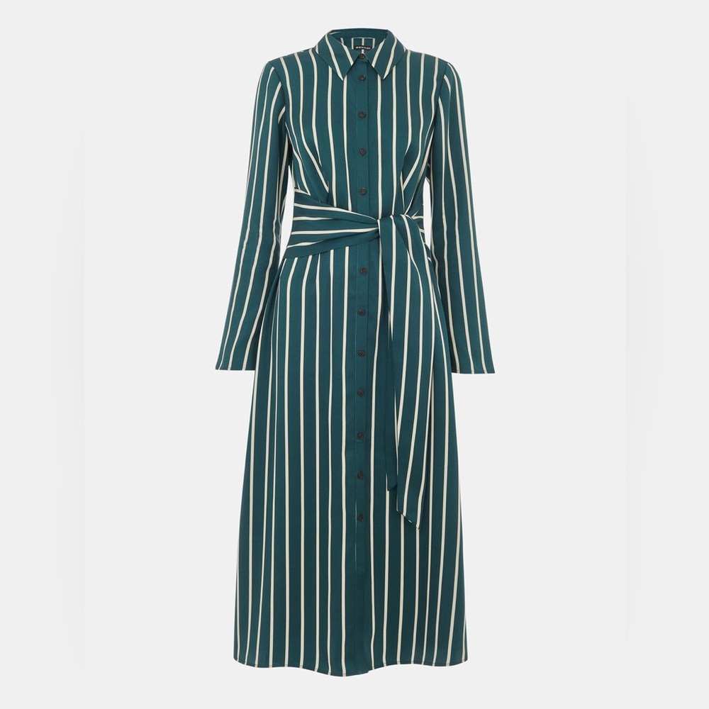 Whistles Green Stripe Shirt Dress